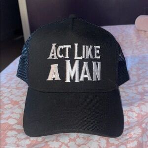 Black Trucker Hat with White Embroidery